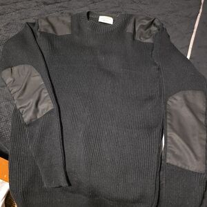 Mens Black Military Style Commamdo Sweater.